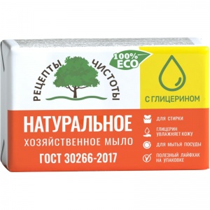 Мыло кусковое хозяйственное Рецепты чистоты 65%, 200г, в упаковке, 1шт.