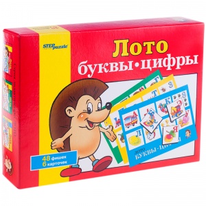 Игра настольная Лото Step Puzzle "Буквы-цифры", картонная коробка (80301)