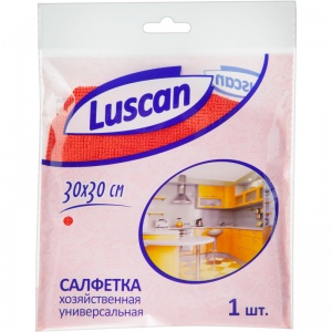 Салфетка хозяйственная Luscan (30х30см) микрофибра, 200 г/кв.м, красная, 1шт.