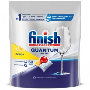 Капсулы для посудомоечных машин Finish Quantum "Лимон", 60шт. (4640018995811), 6 уп.